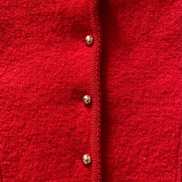 Laura Jean Vintage Red Boiled Wool Button Up Cardigan Women Size 14 - Picture 5 of 7